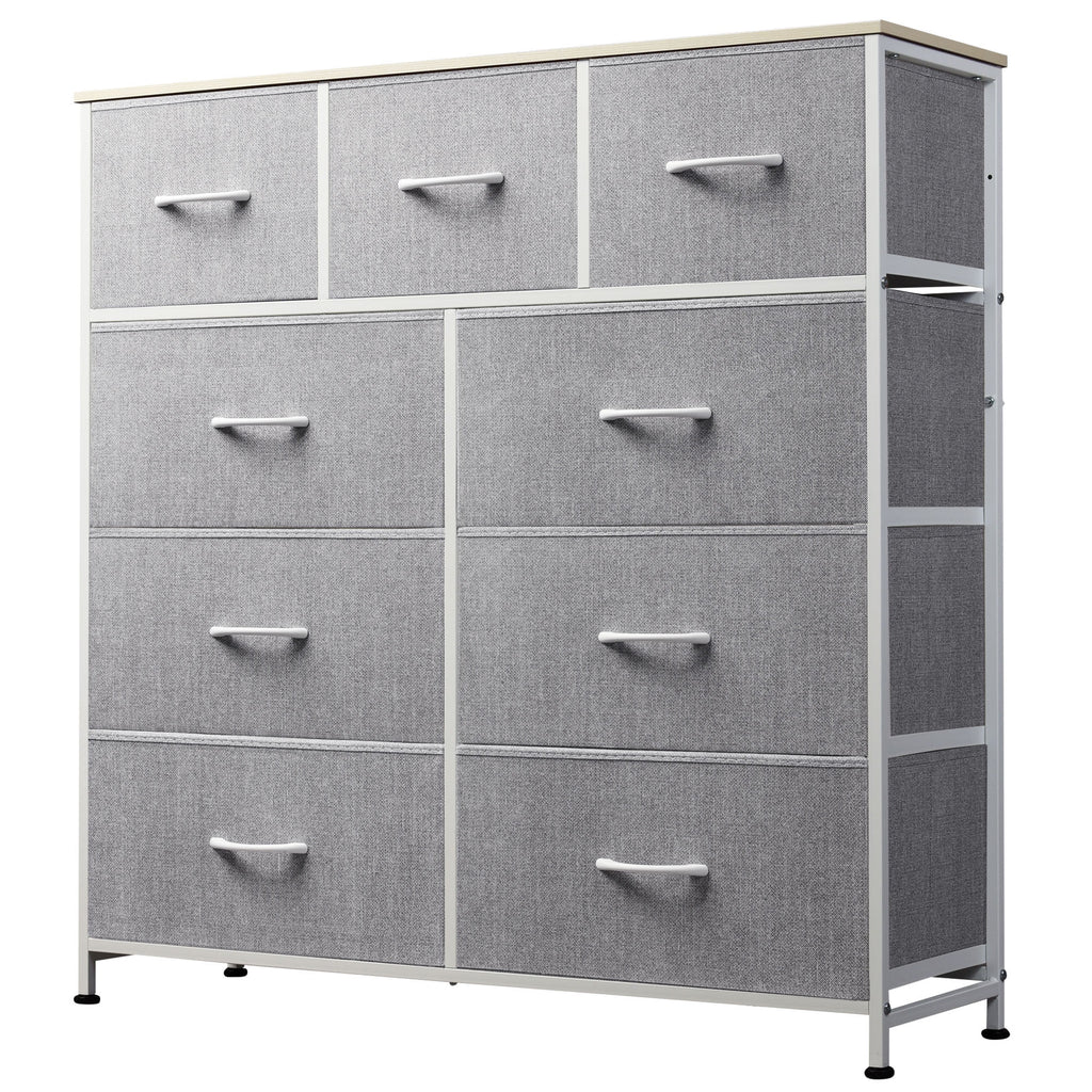 GALAXHERO Dresser 9-Drawer Fabric Storage Tower Chest for Bedroom, Hallway, Entryway, Closet with Fabric Bins, Steel Frame, Wood Top, Easy Pull Handle, Dark Grey