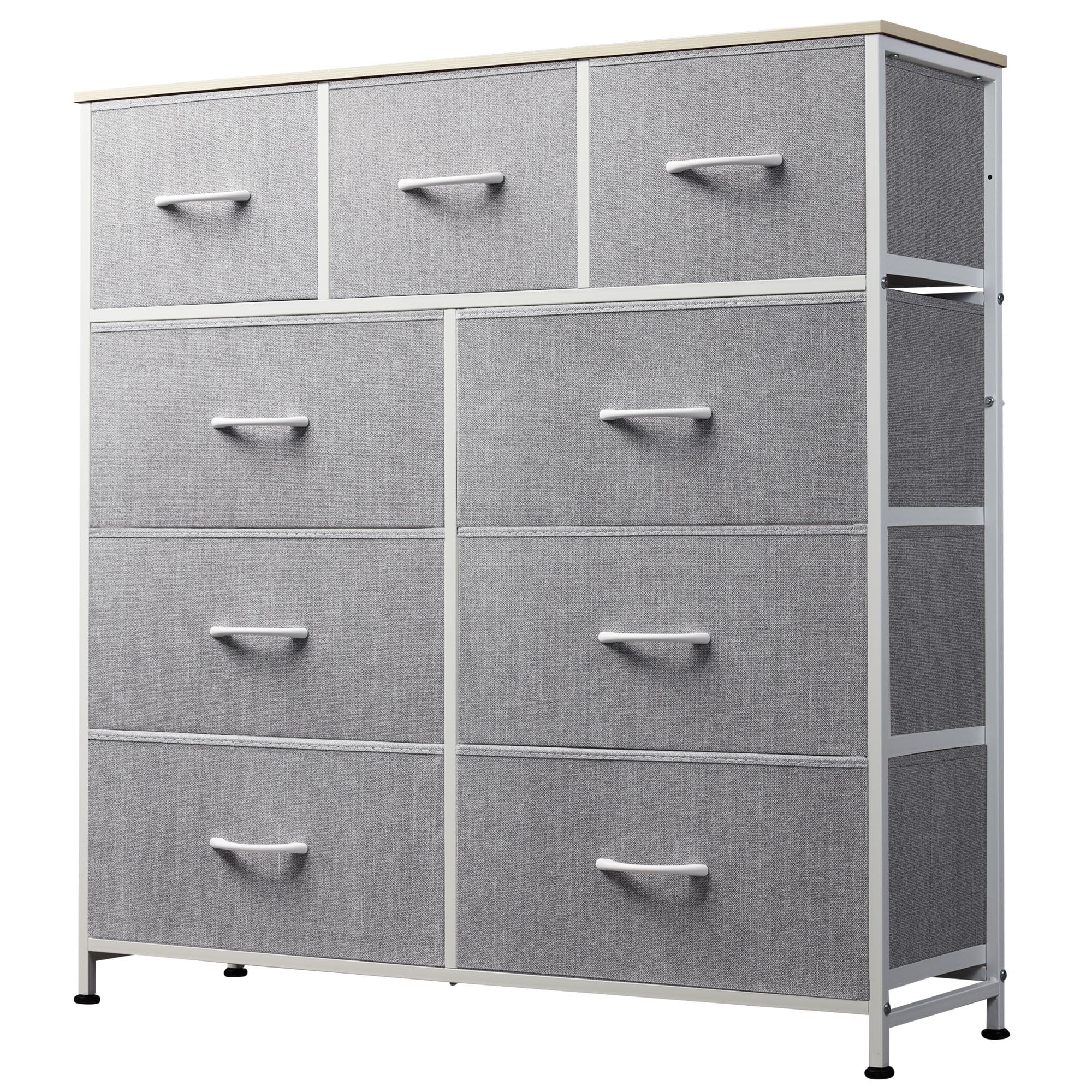 GALAXHERO Dresser 9-Drawer Fabric Storage Tower Chest for Bedroom, Hallway, Entryway, Closet with Fabric Bins, Steel Frame, Wood Top, Easy Pull Handle, Dark Grey