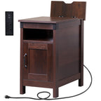 GALAXHERO End Table with Charging Station, Side Table with USB Ports and Outlets, Narrow Side Table for Small Spaces, Living Room, Couch, Nightstand with Storage, Brown