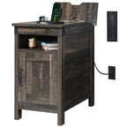 GALAXHERO End Table with Charging Station, Side Table with USB Ports and Outlets, Narrow Side Table for Small Spaces, Living Room, Couch, Nightstand with Storage, Brown