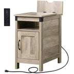 GALAXHERO End Table with Charging Station, Side Table with USB Ports and Outlets, Narrow Side Table for Small Spaces, Living Room, Couch, Nightstand with Storage, Brown
