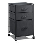 GALAXHERO File Cabinet 3-Drawer Fabric Vertical Filing Cabinet and Rolling Printer Stand for Home Office, Fits A4 or Letter Size, Black