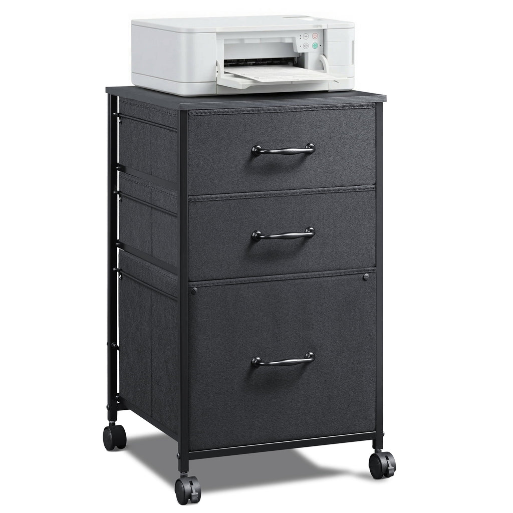GALAXHERO 3 Drawers Mobile File Cabinet, Desk Table Cabinet Fits A4/Letter Size, Home Office Furniture,  Wood Grain