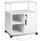 GALAXHERO File Cabinet with Charging Station, Lockable Lateral Filing Cabinets for Home Office, Printer Cabinet for A4/Letter Size File Folders, White