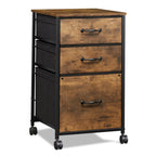 GALAXHERO File Cabinet 3-Drawer Fabric Vertical Filing Cabinet and Rolling Printer Stand for Home Office, Fits A4 or Letter Size, Black