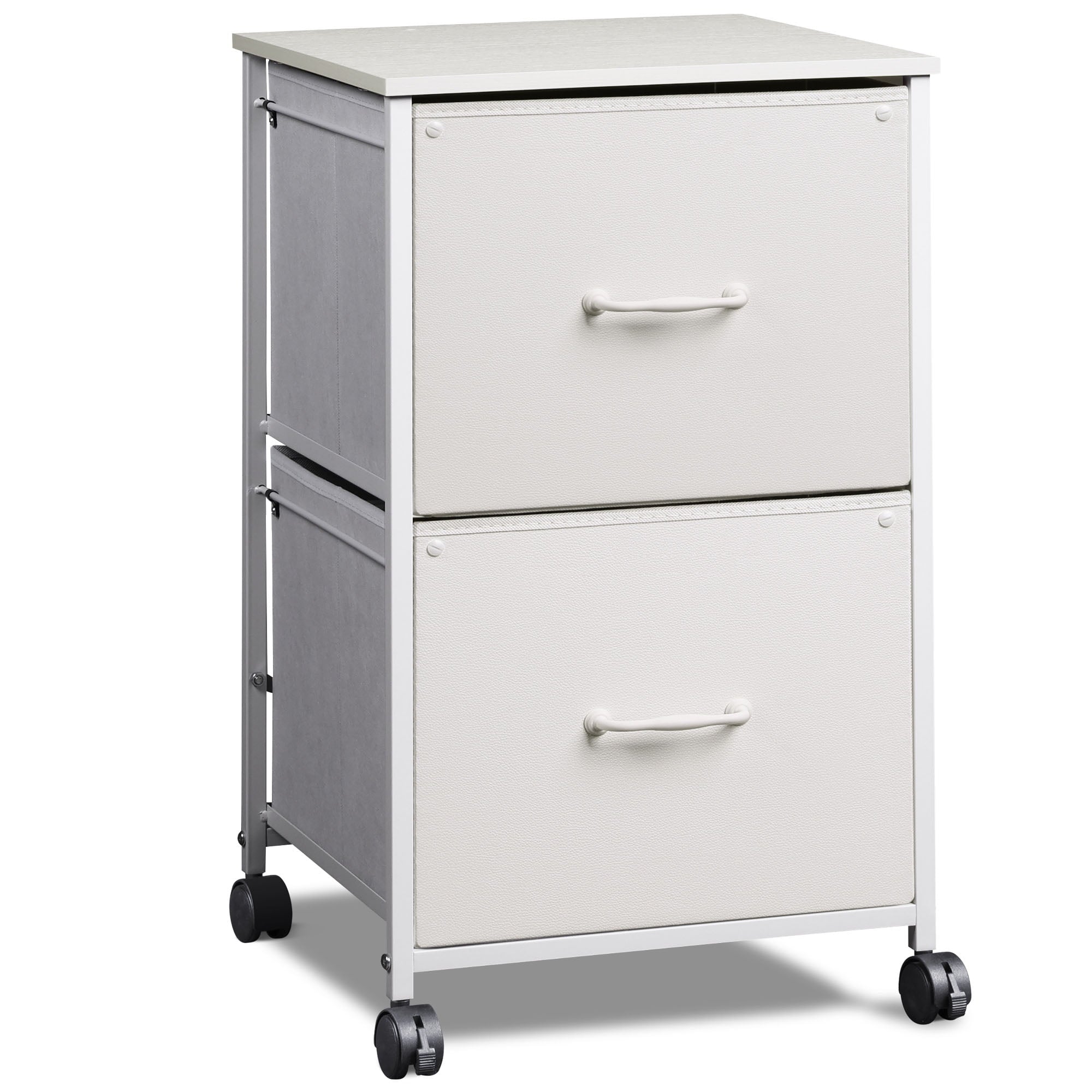 GALAXHERO Filing Cabinet 2 Drawer Mobile Printer Stand for Home Office, Rolling Fabric Vertical File Cabinet, Fits A4 or Letter Size, Black