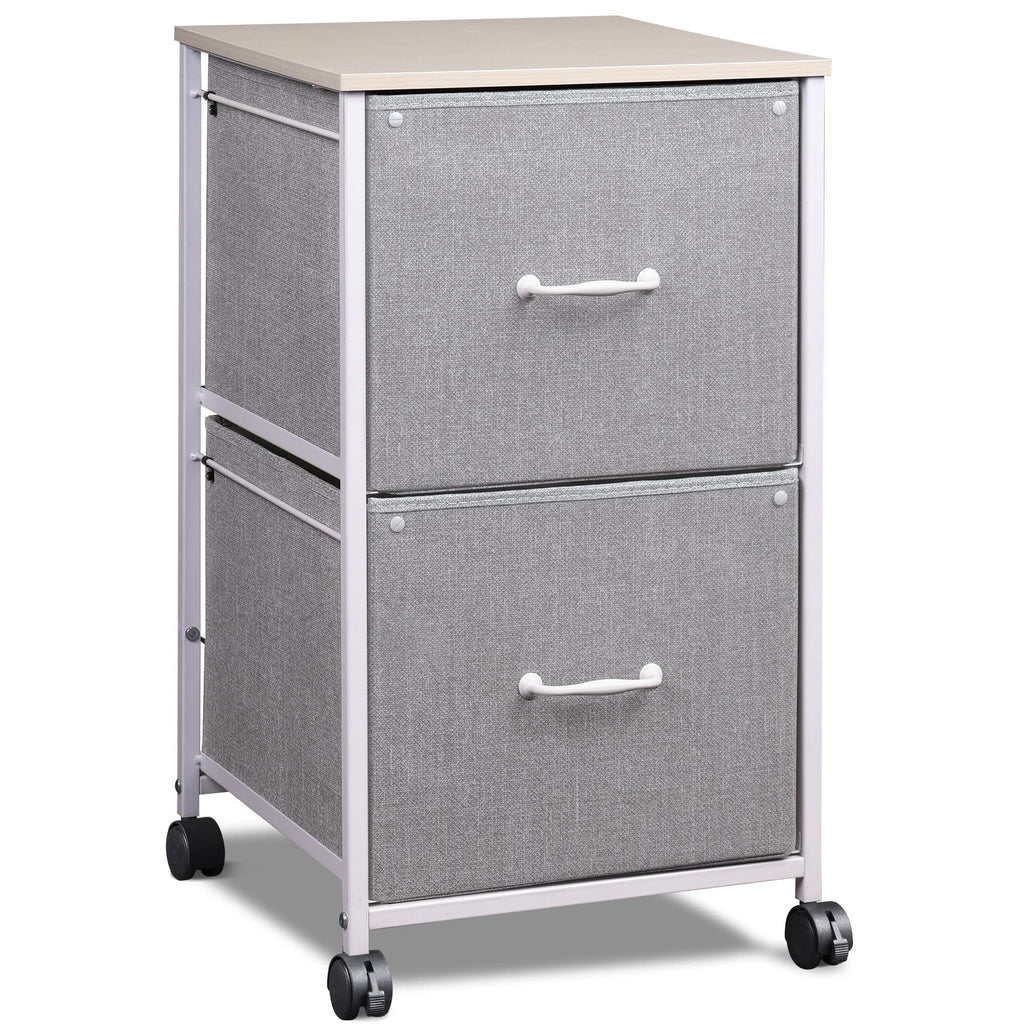 GALAXHERO Filing Cabinet 2 Drawer Mobile Printer Stand for Home Office, Rolling Fabric Vertical File Cabinet, Fits A4 or Letter Size, Black