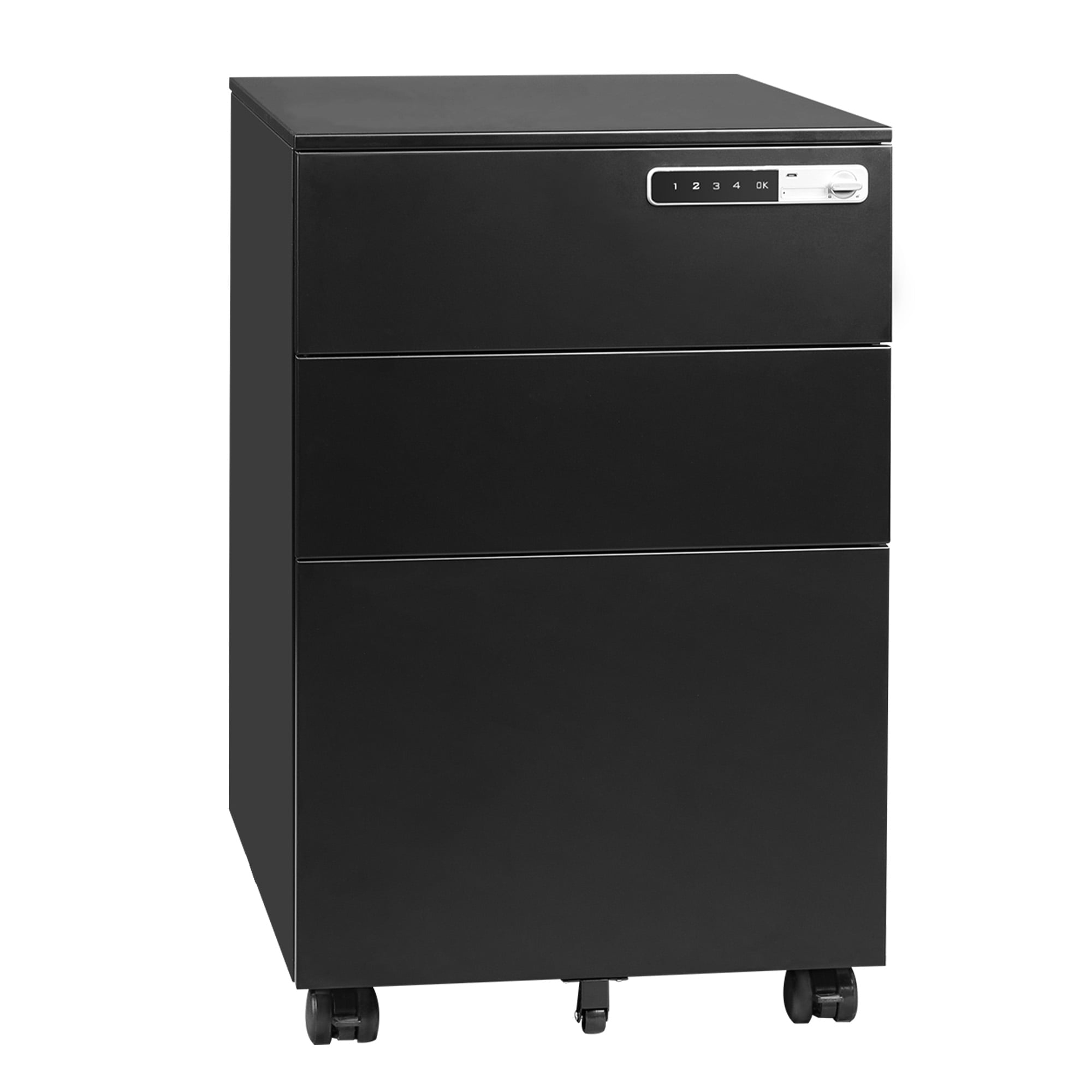 GALAXHERO Metal File Cabinet with Combination Lock, Mobile Drawers on Wheels, 3-Drawer Storage Organizer for Home Office, A4/Letter/Legal Size, White