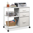 GALAXHERO 3-Drawer Mobile File Cabinet with Storage Shelf, Rolling Fabric Filing Cabinet and Printer Stand, Black