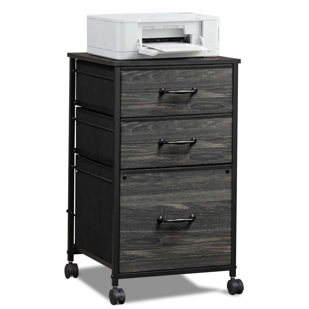 GALAXHERO 3 Drawers Mobile File Cabinet, Desk Table Cabinet Fits A4/Letter Size, Home Office Furniture,  Wood Grain