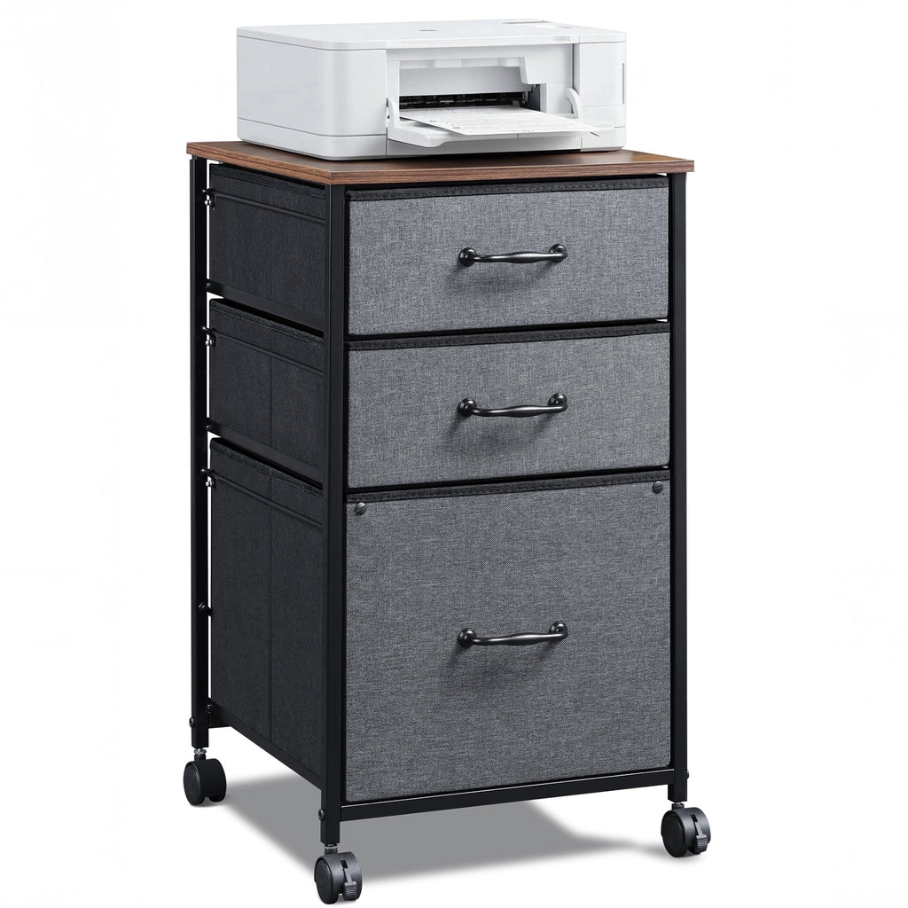 GALAXHERO 3 Drawers Mobile File Cabinet, Desk Table Cabinet Fits A4/Letter Size, Home Office Furniture,  Wood Grain