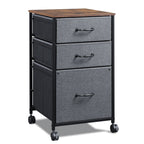 GALAXHERO File Cabinet 3-Drawer Fabric Vertical Filing Cabinet and Rolling Printer Stand for Home Office, Fits A4 or Letter Size, Black