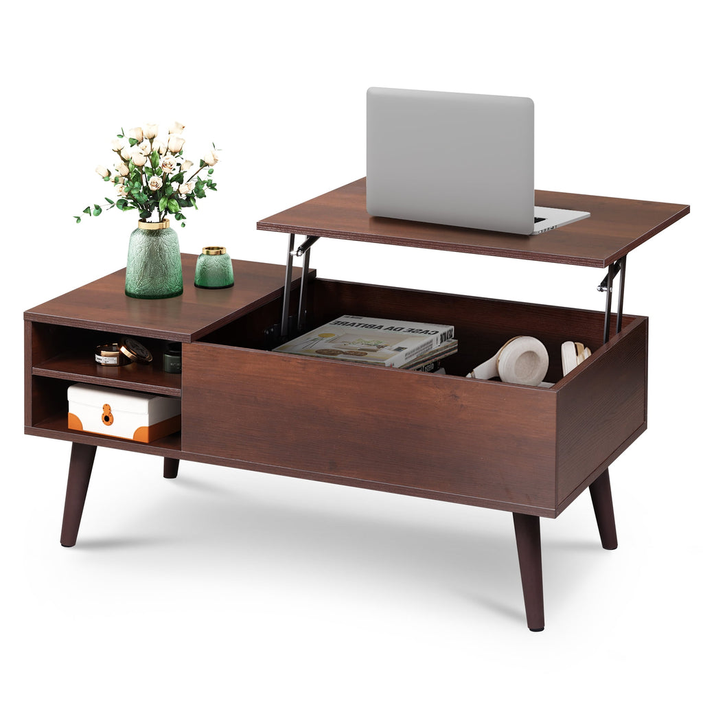 GALAXHERO Coffee Table with Removable Storage Shelves Lift Top Small Coffee Table for Living Room
