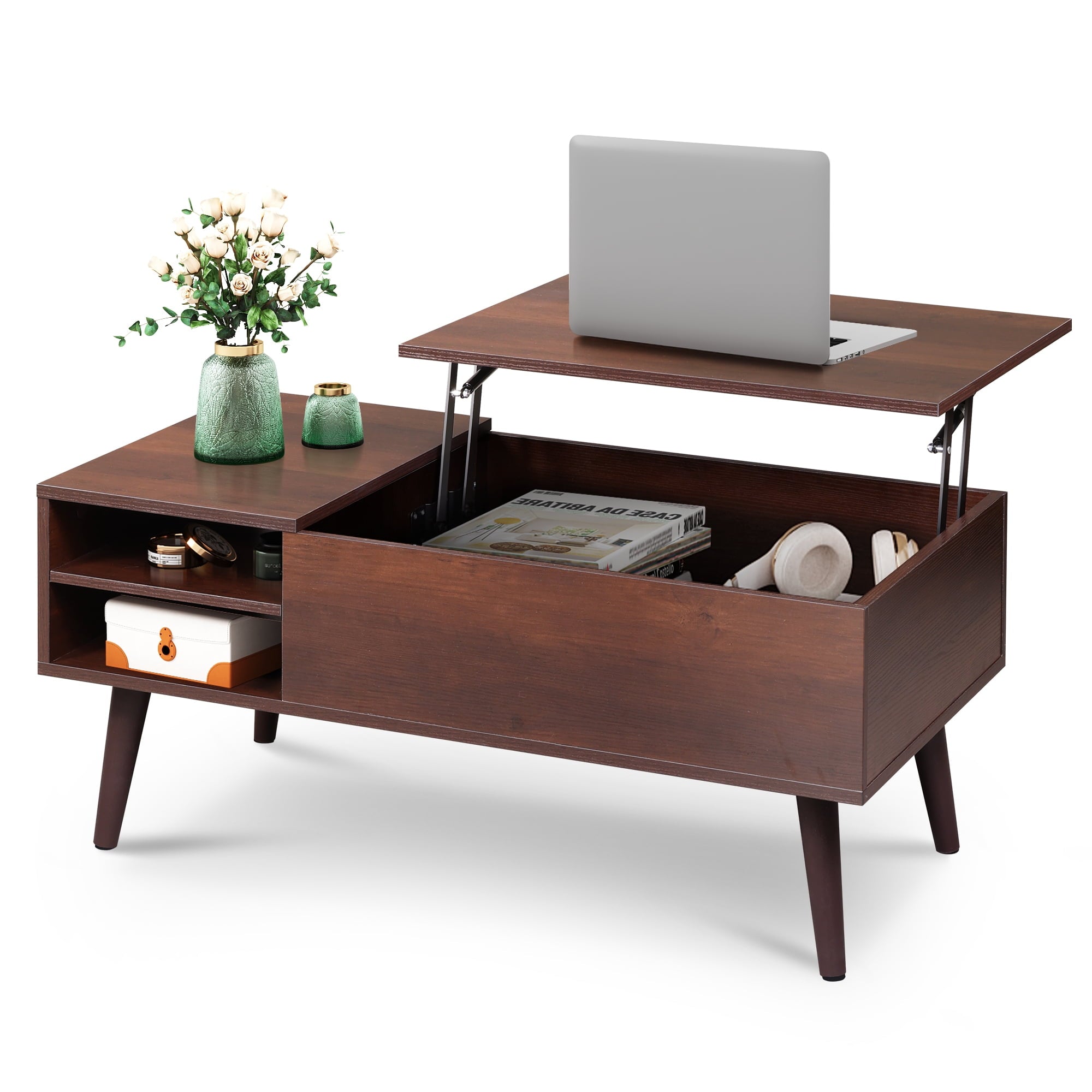 GALAXHERO Coffee Table with Removable Storage Shelves Lift Top Small Coffee Table for Living Room