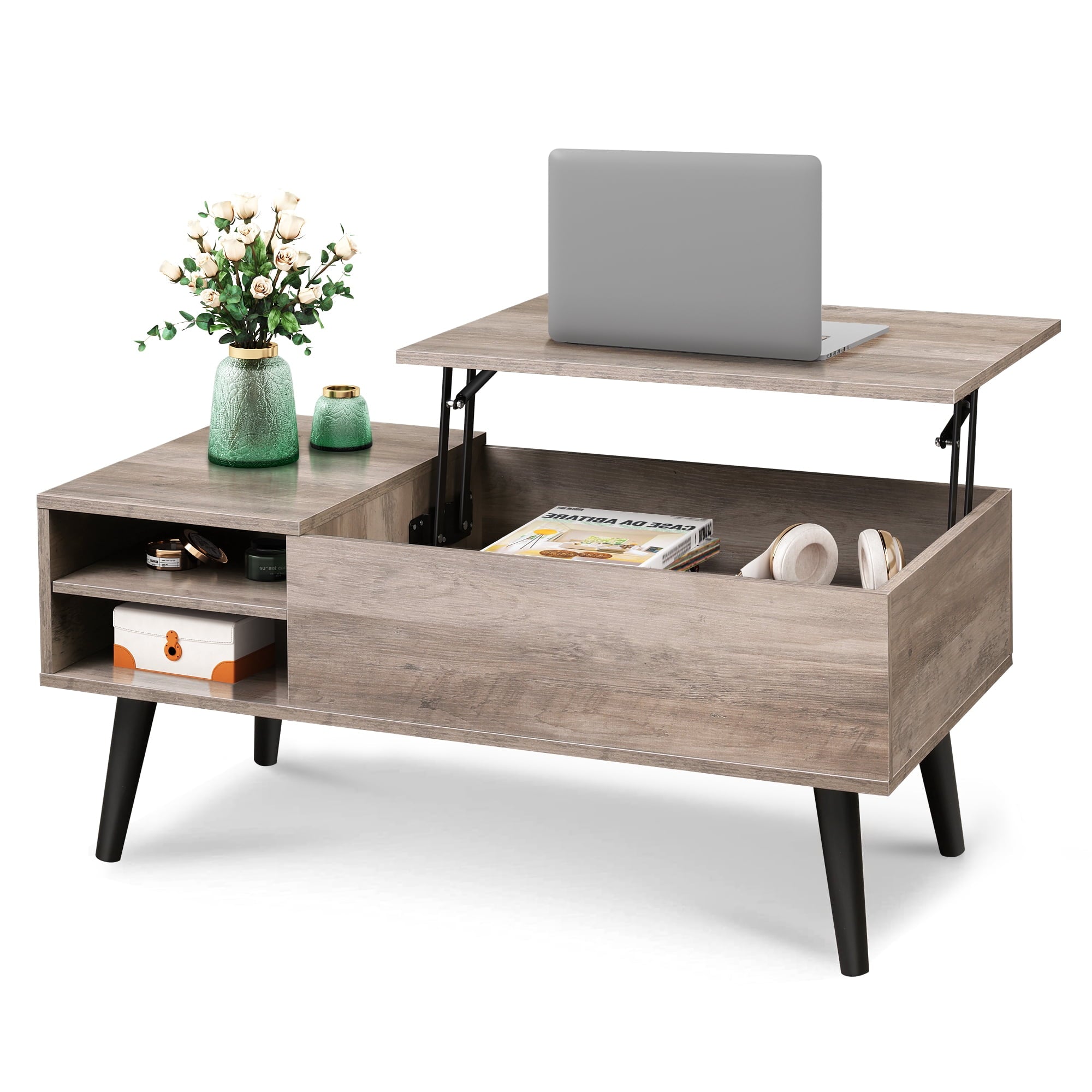 GALAXHERO Coffee Table with Removable Storage Shelves Lift Top Small Coffee Table for Living Room