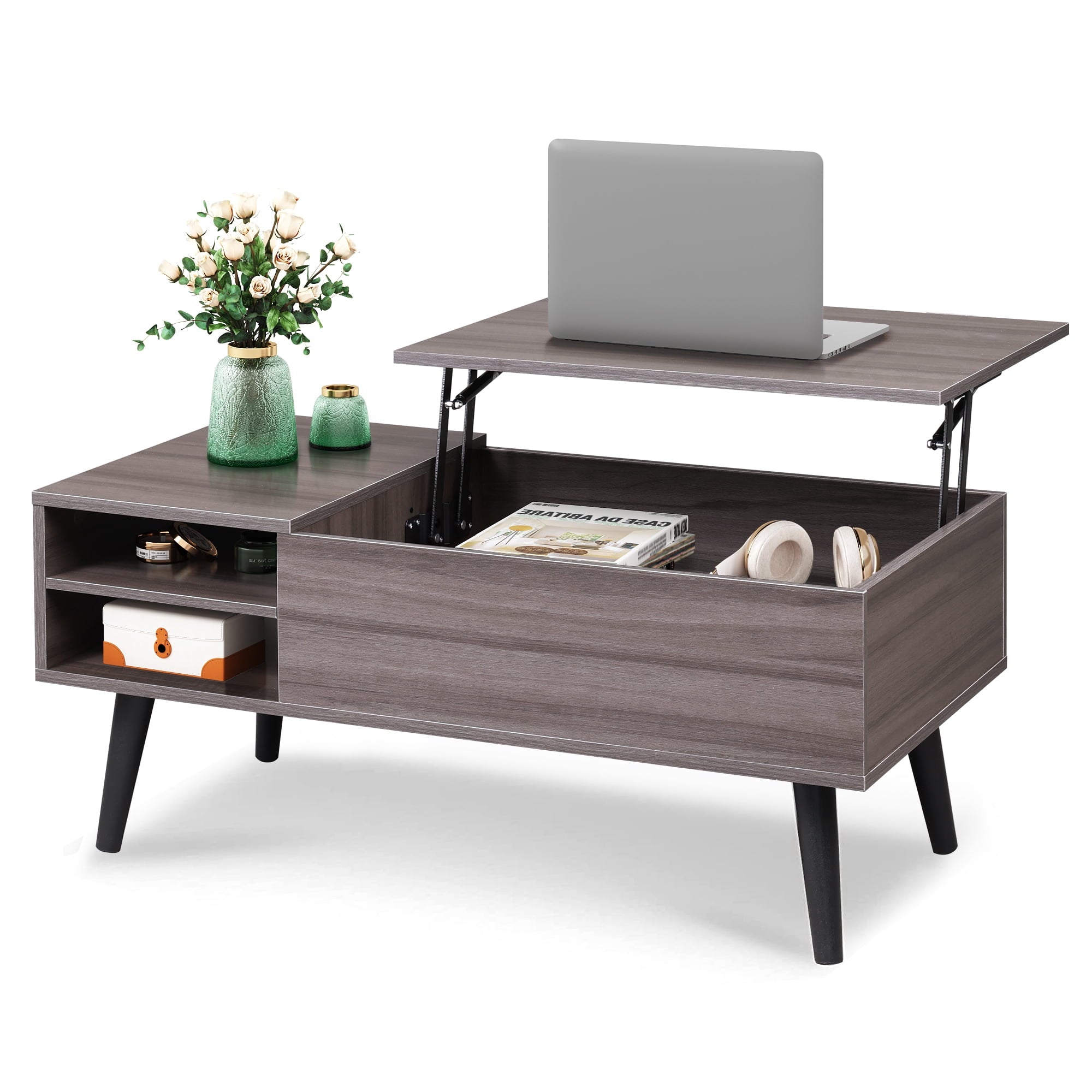 GALAXHERO Coffee Table with Removable Storage Shelves Lift Top Small Coffee Table for Living Room