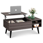 GALAXHERO Wood Lift Top Coffee Table with Hidden Compartment and Adjustable Storage Shelf, Lift Tabletop Dining Table for Home Living Room, Office, Rustic Oak