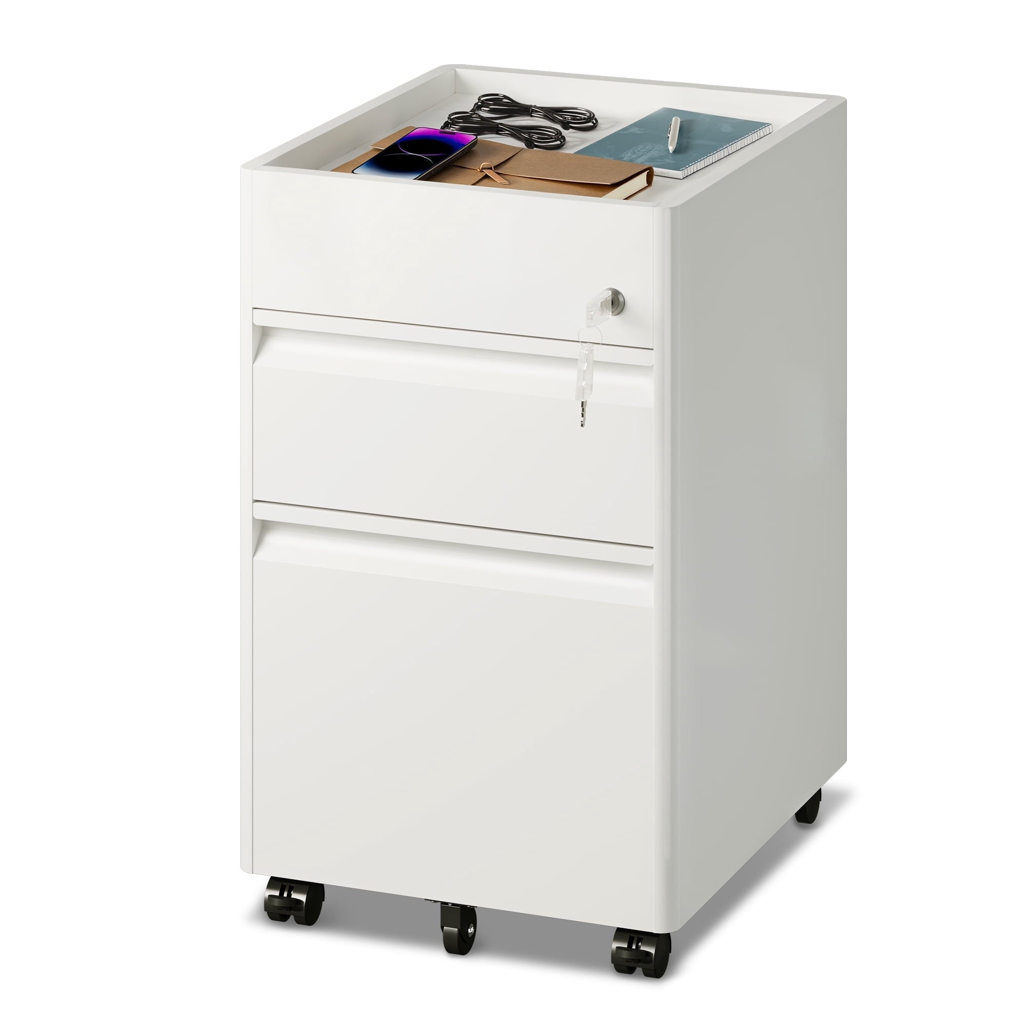 GALAXHERO 2 Drawer File Cabinet with Lock, Metal Storage Organizer with Fence, Mobile Filing Cabinets for Home Office, Fit Letter/A4/Legal Size Files