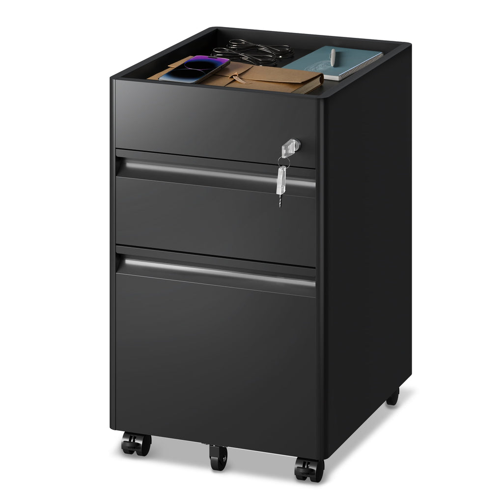 GALAXHERO 2 Drawer File Cabinet with Lock, Metal Storage Organizer with Fence, Mobile Filing Cabinets for Home Office, Fit Letter/A4/Legal Size Files