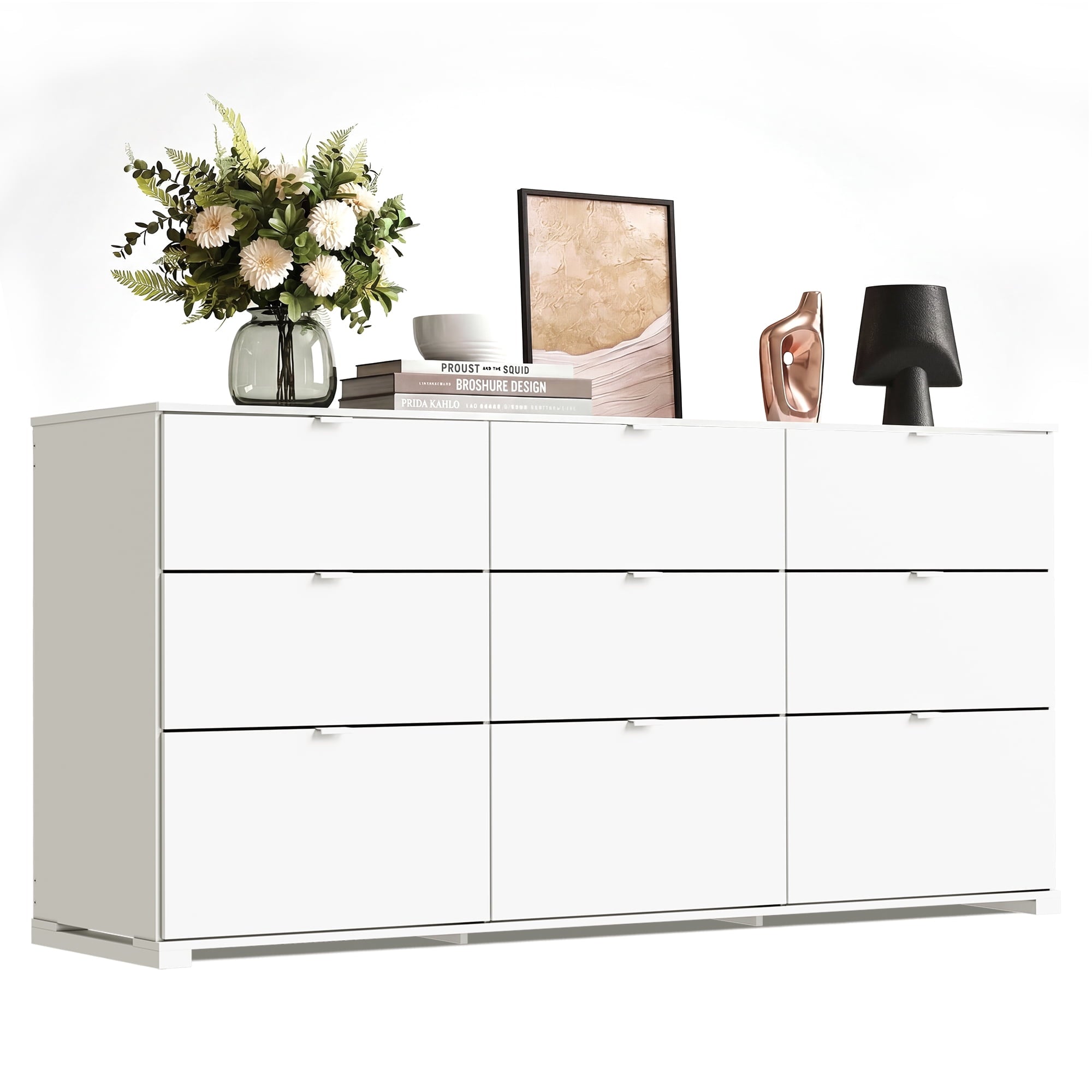 GALAXHERO 9-Drawers Dresser for Bedroom, 63" Wide Modern Dresser for Bedroom, Large Chest of Drawers with Sturdy Metal Handle, Wood Dresser for Living Room, Hallway
