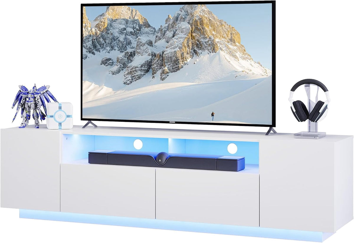 GALAXHERO Modern LED TV Stand for 55/60/65/70/75 Inch TVs, Entertainment Center with Large Storage Cabinet Sturdy TV Console for Living Room, Bedroom,Rec Room