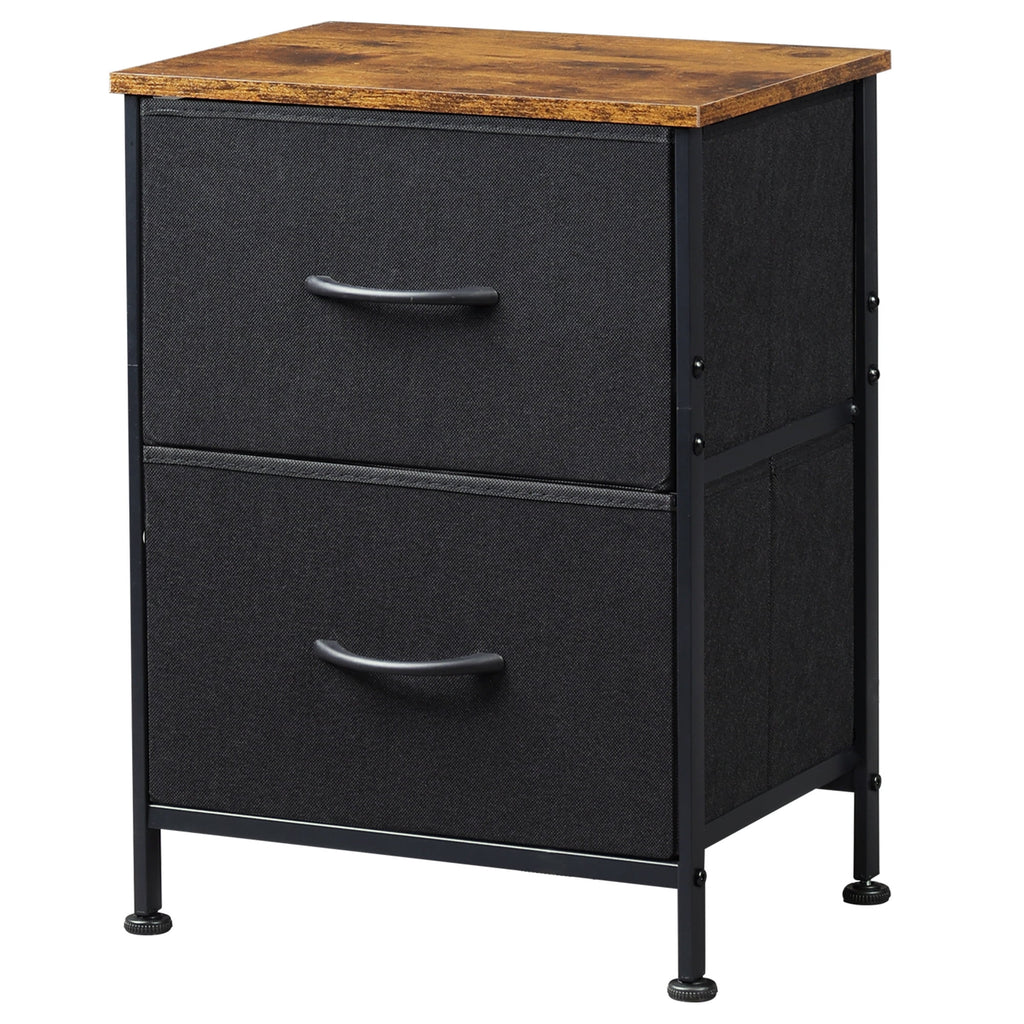 GALAXHERO Nightstand with 2 Drawers, Small Dresser for Closet, End Table with Fabric Bin, Bedside Table for Bedroom, Entryway, College Dorm, Greige Oak