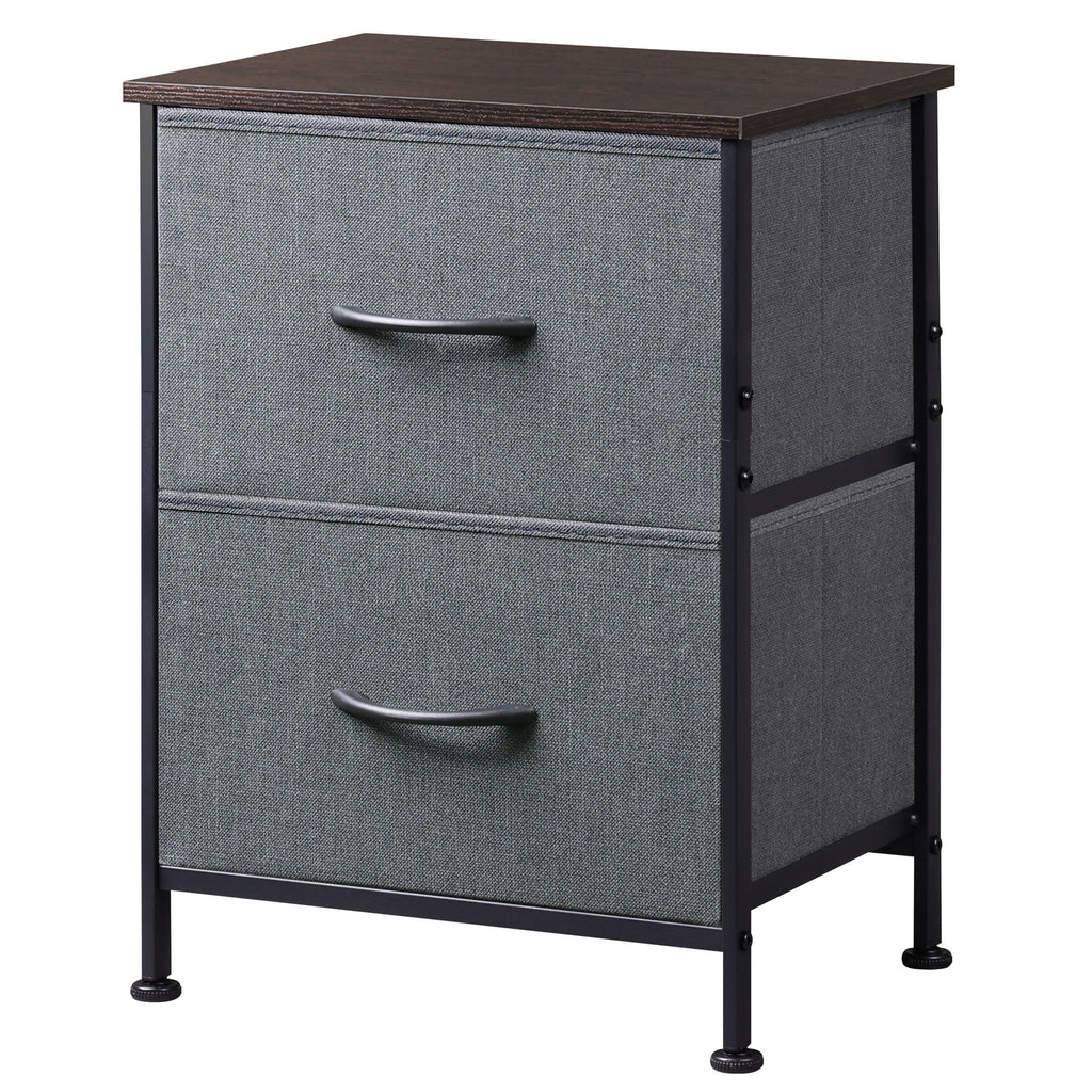 GALAXHERO Nightstand with 2 Drawers, Small Dresser for Closet, End Table with Fabric Bin, Bedside Table for Bedroom, Entryway, College Dorm, Greige Oak