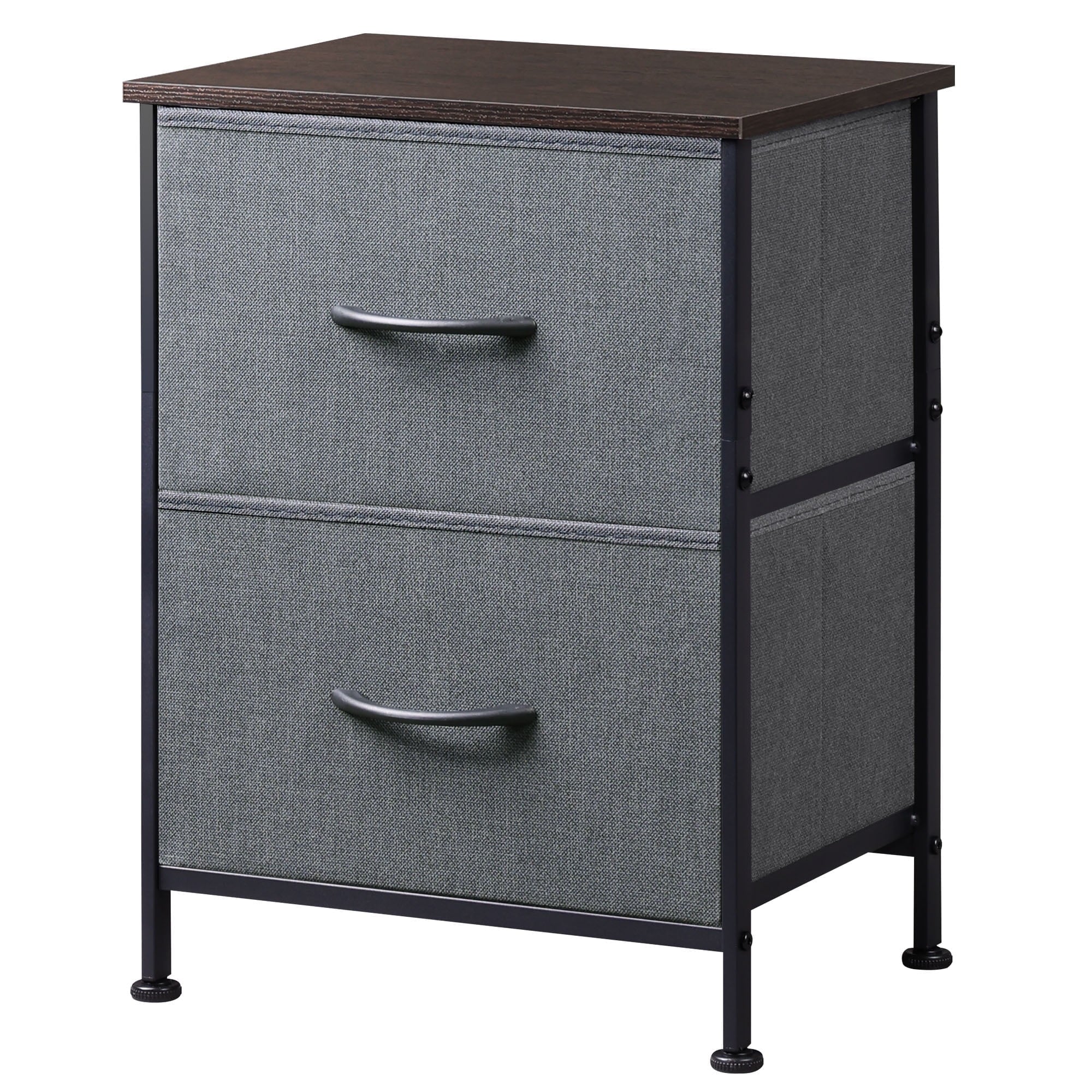GALAXHERO Nightstand with 2 Drawers, Small Dresser for Closet, End Table with Fabric Bin, Bedside Table for Bedroom, Entryway, College Dorm, Greige Oak