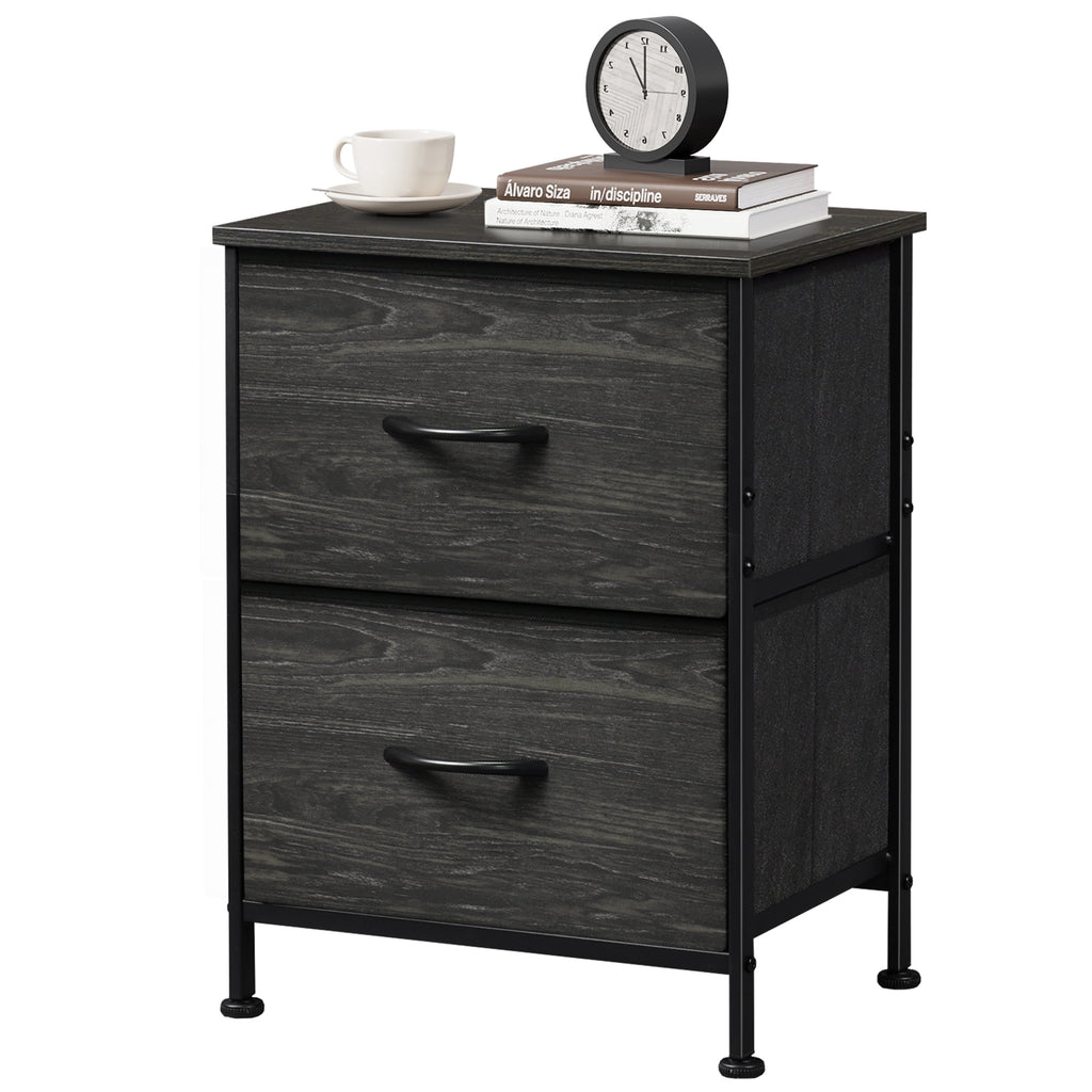 GALAXHERO Nightstand with 2 Drawers, Small Dresser for Closet, End Table with Fabric Bin, Bedside Table for Bedroom, Entryway, College Dorm, Greige Oak