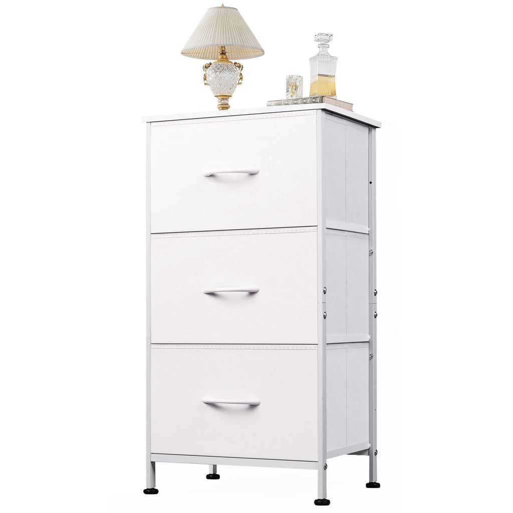 GALAXHERO 3 Drawer Nightstand, Fabric Storage Dresser Sturdy Steel Frame with Wood Top