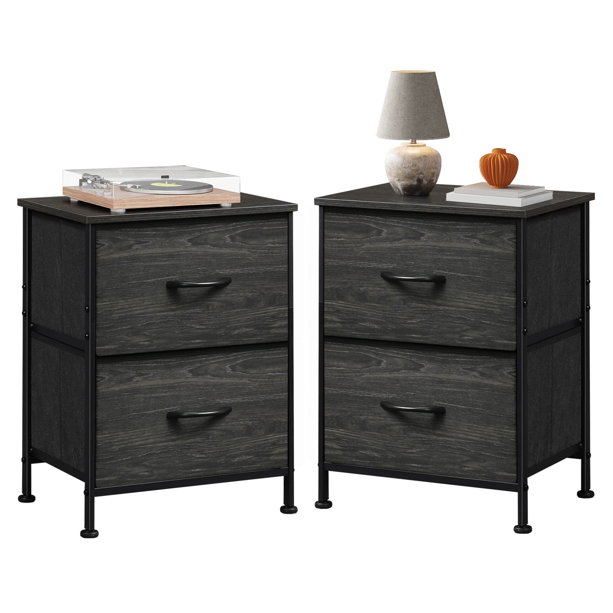 GALAXHERO Nightstand Set of 2 with 2 Drawers, Small Bedroom Dresser and Bedside Table, End Table for College Dorm
