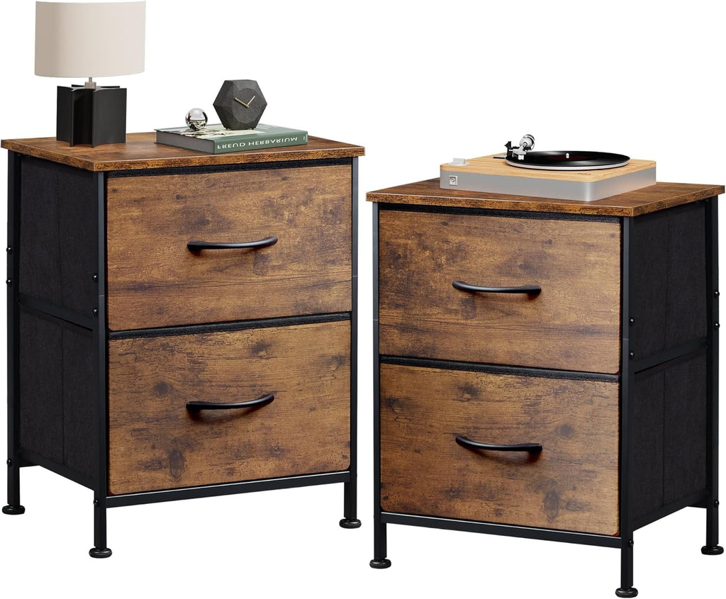 GALAXHERO Nightstand Set of 2 with 2 Drawers, Small Bedroom Dresser and Bedside Table, End Table for College Dorm