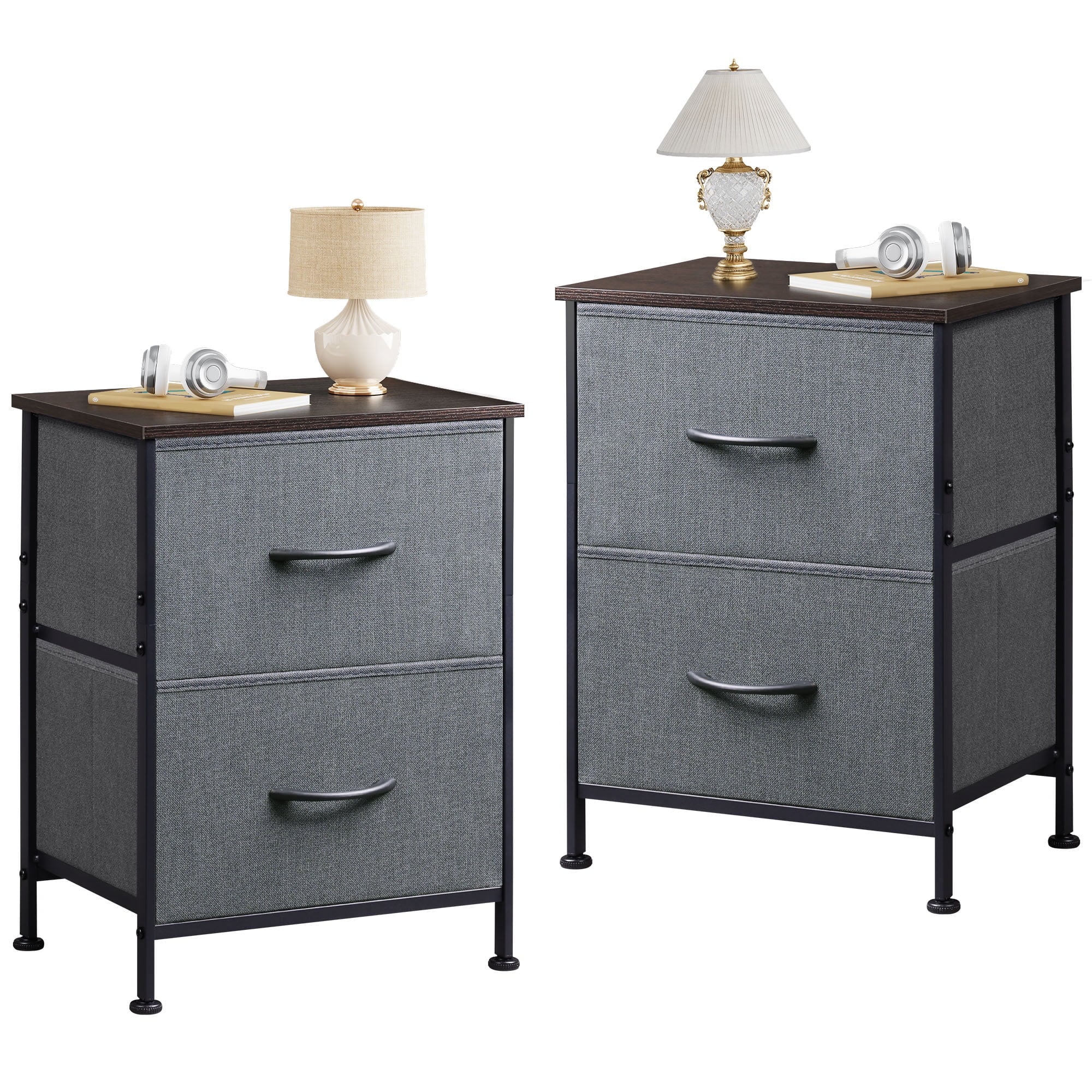 GALAXHERO Nightstand Set of 2 with 2 Drawers, Small Bedroom Dresser and Bedside Table, End Table for College Dorm