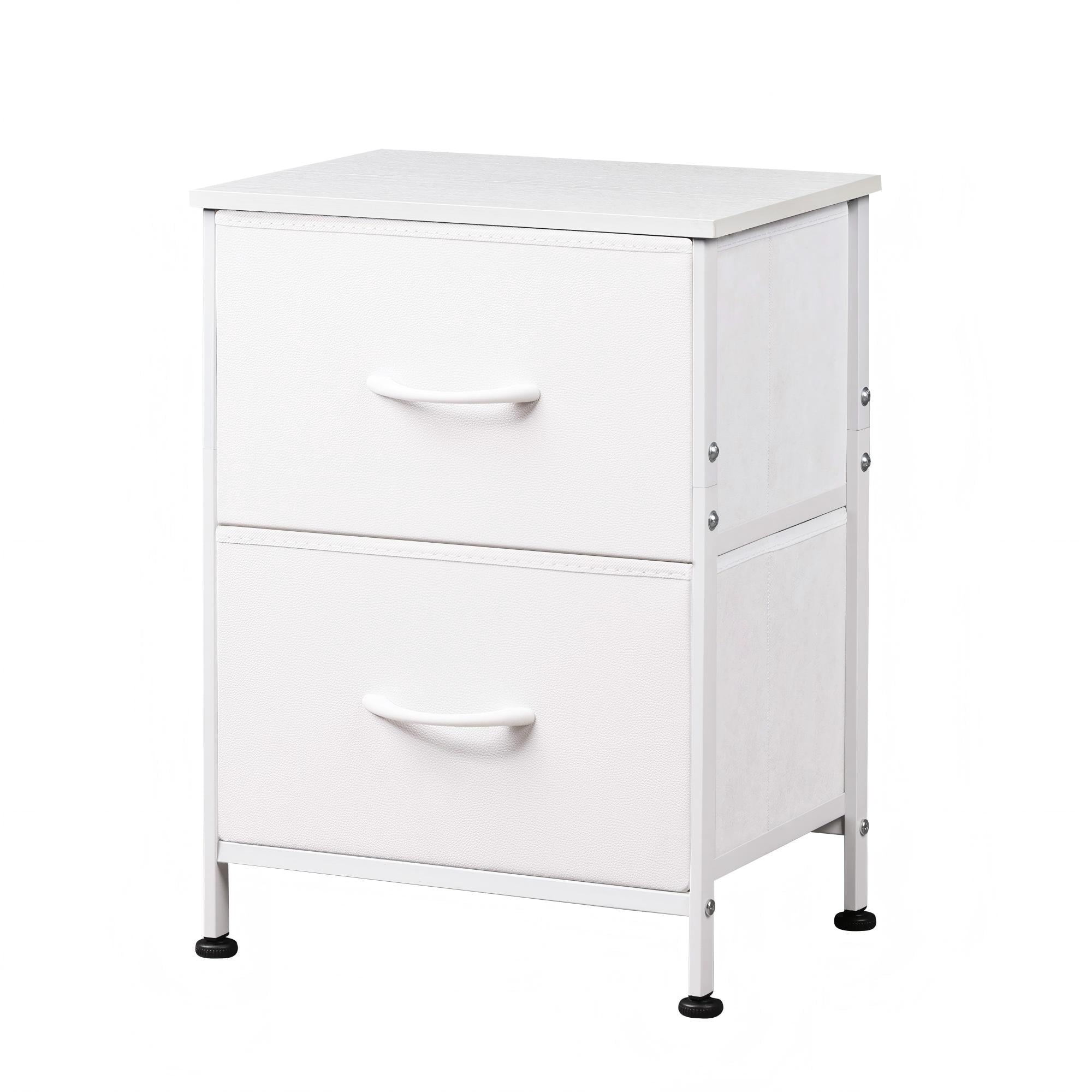 GALAXHERO Nightstand with 2 Drawers, Small Dresser for Closet, End Table with Fabric Bin, Bedside Table for Bedroom, Entryway, College Dorm, Greige Oak