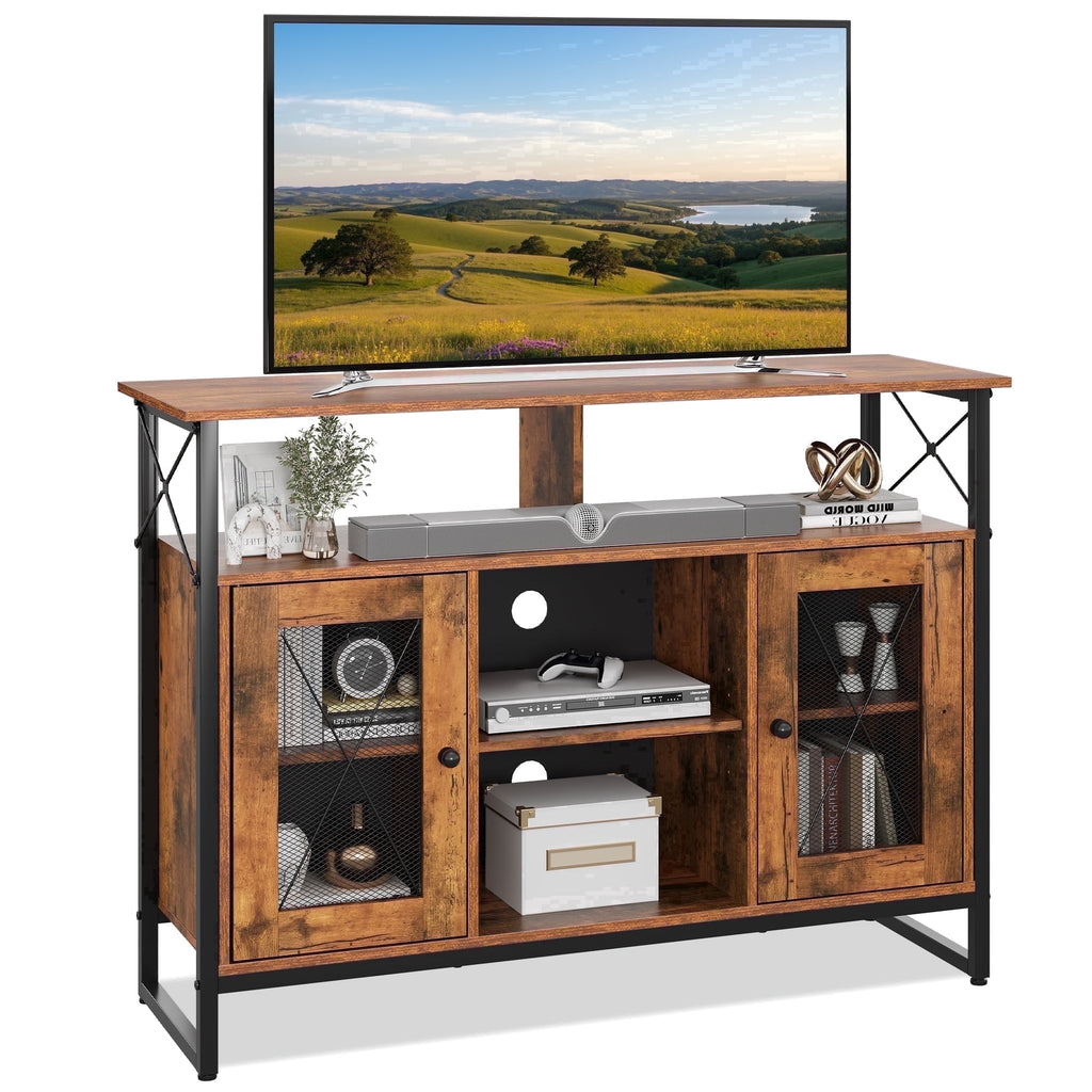 GALAXHERO TV Stand for 43 inch TV Small Entertainment Center with Storage Cabinet & Adjustable Shelves Farmhouse Industrial TV Table for Living Room and Bedroom, 32" TV Console