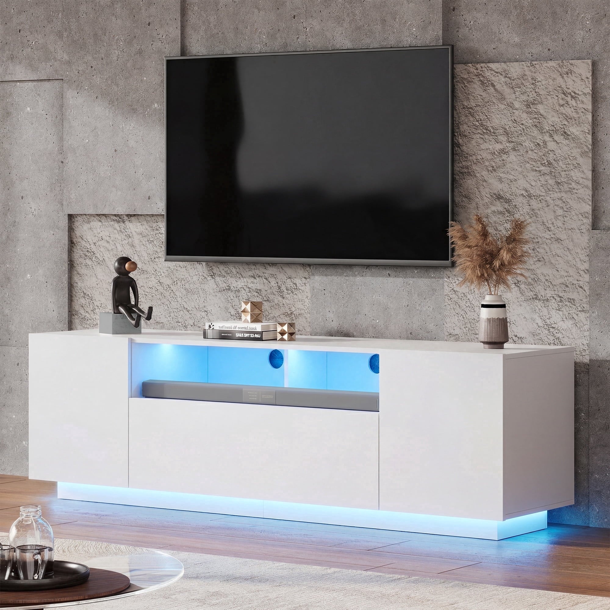 GALAXHERO TV Stand for 65 inch Entertainment Center with LED Lights & Large Storage Cabinet Modern TV Console Stands Table for Living Room Bedroom