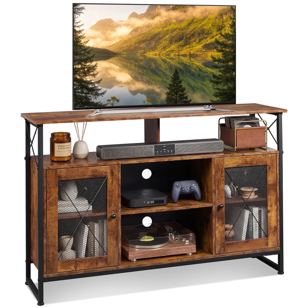 GALAXHERO Tall TV Stand for TVs up to 55", Farmhouse Industrial Entertainment Center with Storage, Media Console for Living Room Bedroom