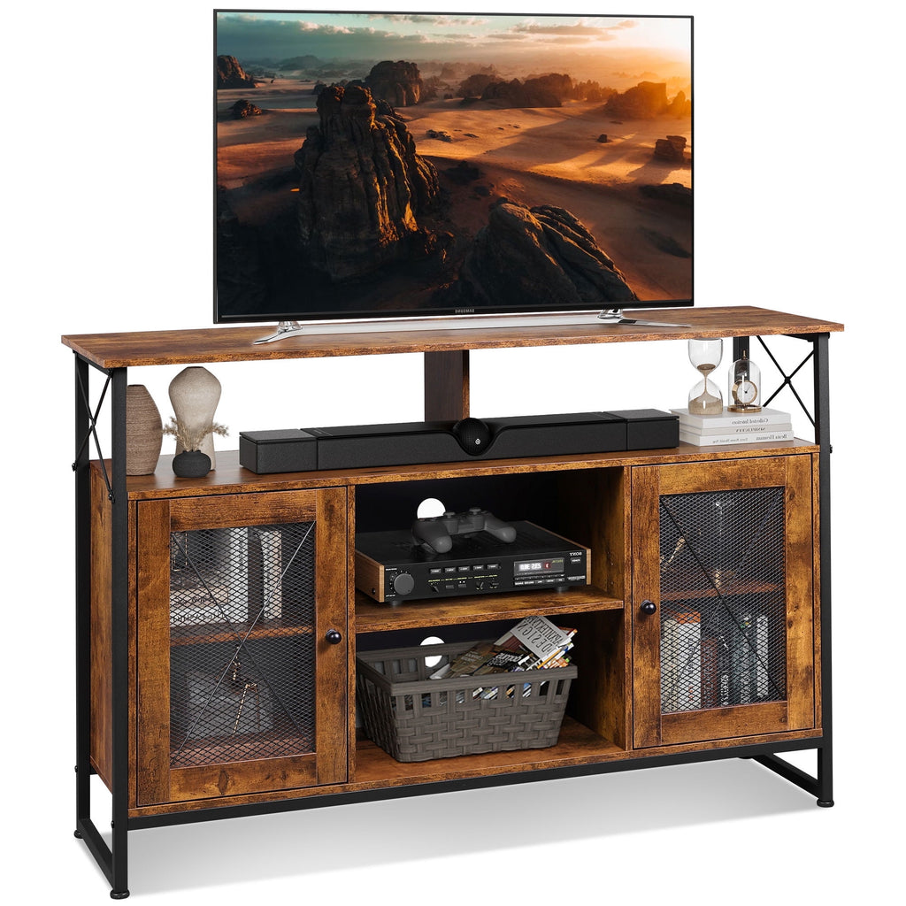 GALAXHERO TV Stand for 55 inch TV Entertainment Center with Storage, Farmhouse Industrial TV Console for Living Room Bedroom, Tall Media Console Stand
