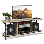 GALAXHERO TV Stand for 65 Inch TVs, 55" Rustic Industrial TV Console with Open Shelf, Entertainment Center for Living Room & Bedroom, Media Storage Cabinet, Rustic Brown