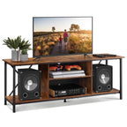 GALAXHERO TV Stand for 65 Inch TVs, 55" Rustic Industrial TV Console with Open Shelf, Entertainment Center for Living Room & Bedroom, Media Storage Cabinet, Rustic Brown