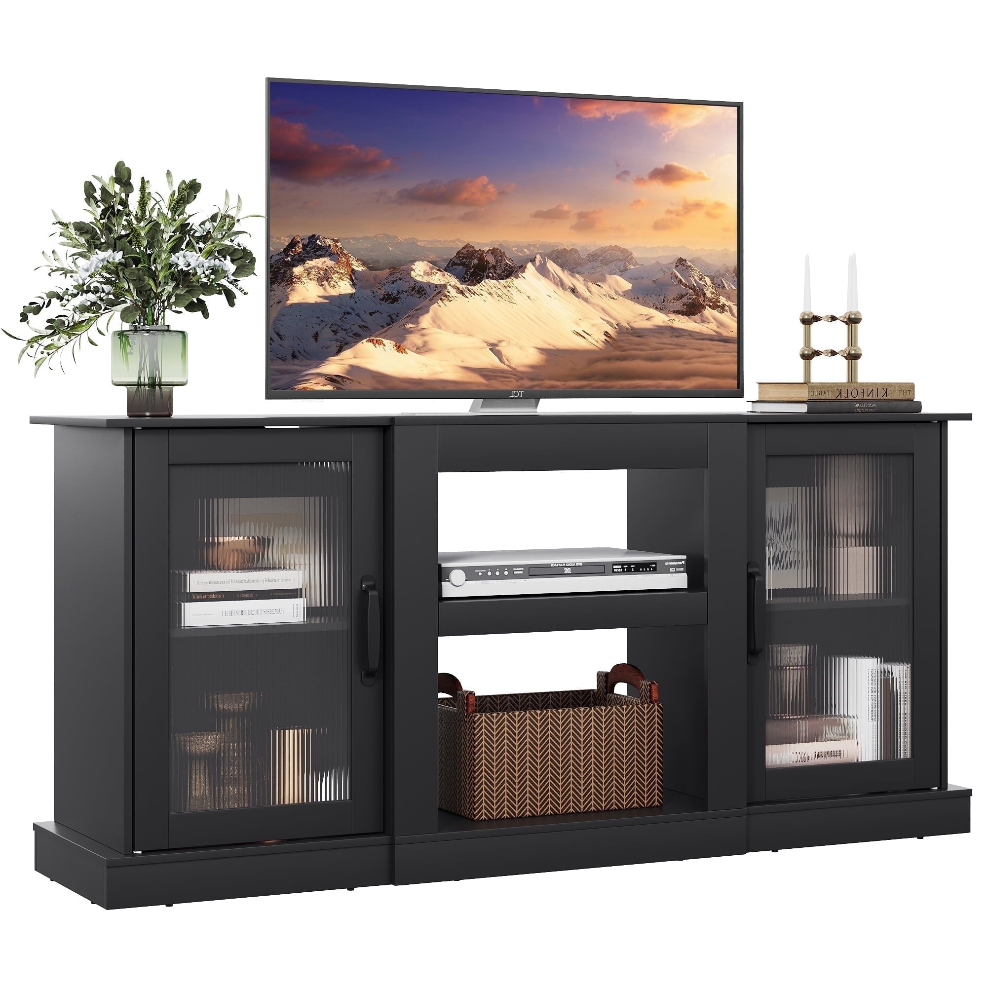 GALAXHERO TV Stand for 65 inch TV Media Console Cabinet with Storage and Open Shelves Entertainment Center for Living Room, Bedroom