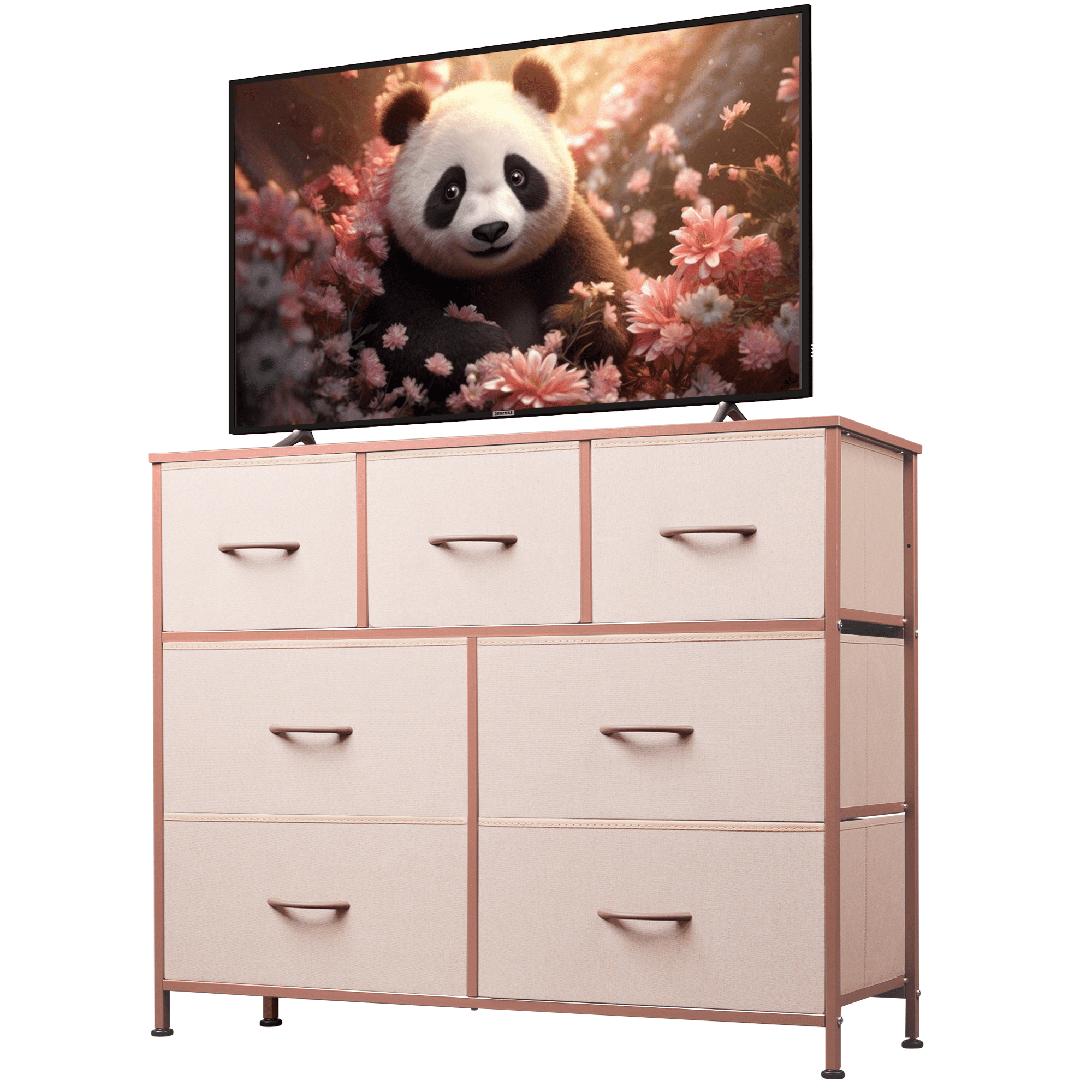 GALAXHERO 7 Drawer Dresser, TV Stands for 45" TV, Chest of Drawers with Fabric Bin for Bedroom, Living Room, Entryway,