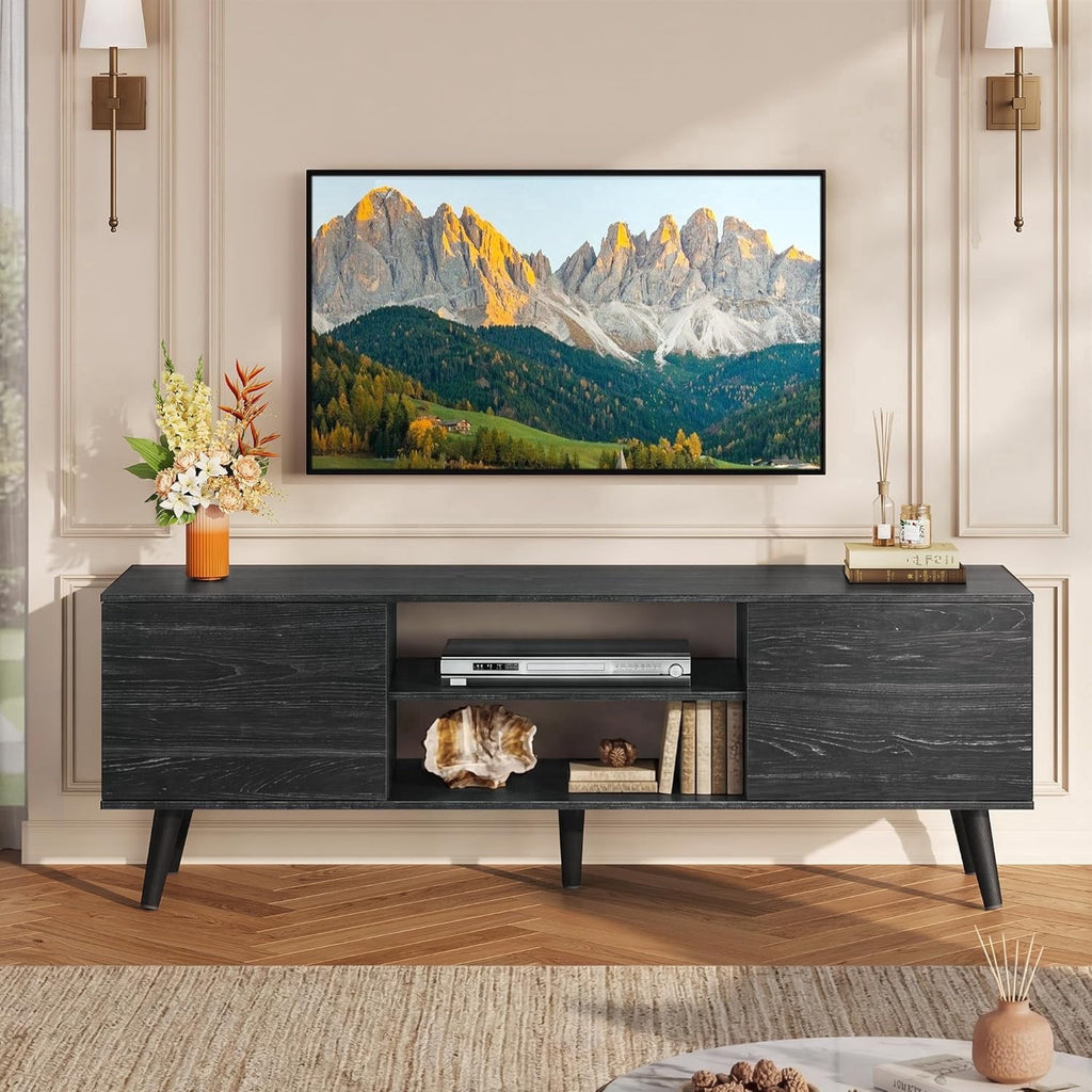 GALAXHERO TV Stand for 55 60 inch TV Rustic Entertainment Center with Storage Cabinets TV Console for Living Room, Long TV Cabinet