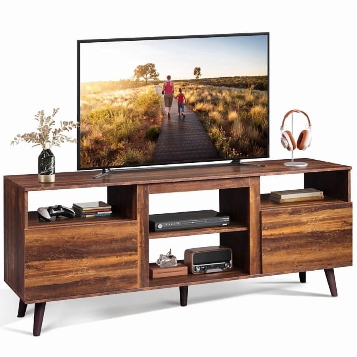 GALAXHERO TV Stand for 65-Inch TV, 58-Inch Entertainment Center with 2 Storage Cabinets, Media Console for Living Room, Bedroom, Office