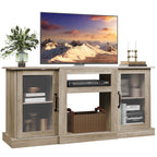 GALAXHERO TV Stand for 65-Inch TV, Retro TV Console Cabinet with Storage and Open Shelves, Entertainment Center for Living Room, Bedroom, Greige
