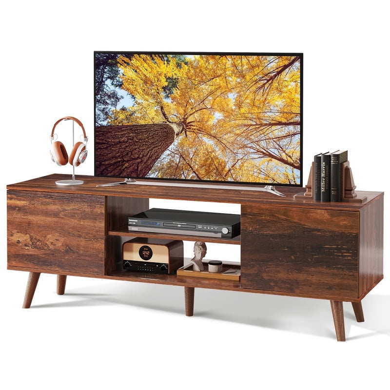 GALAXHERO TV Stand for 55 60 inch TV Rustic Entertainment Center with Storage Cabinets TV Console for Living Room, Long TV Cabinet