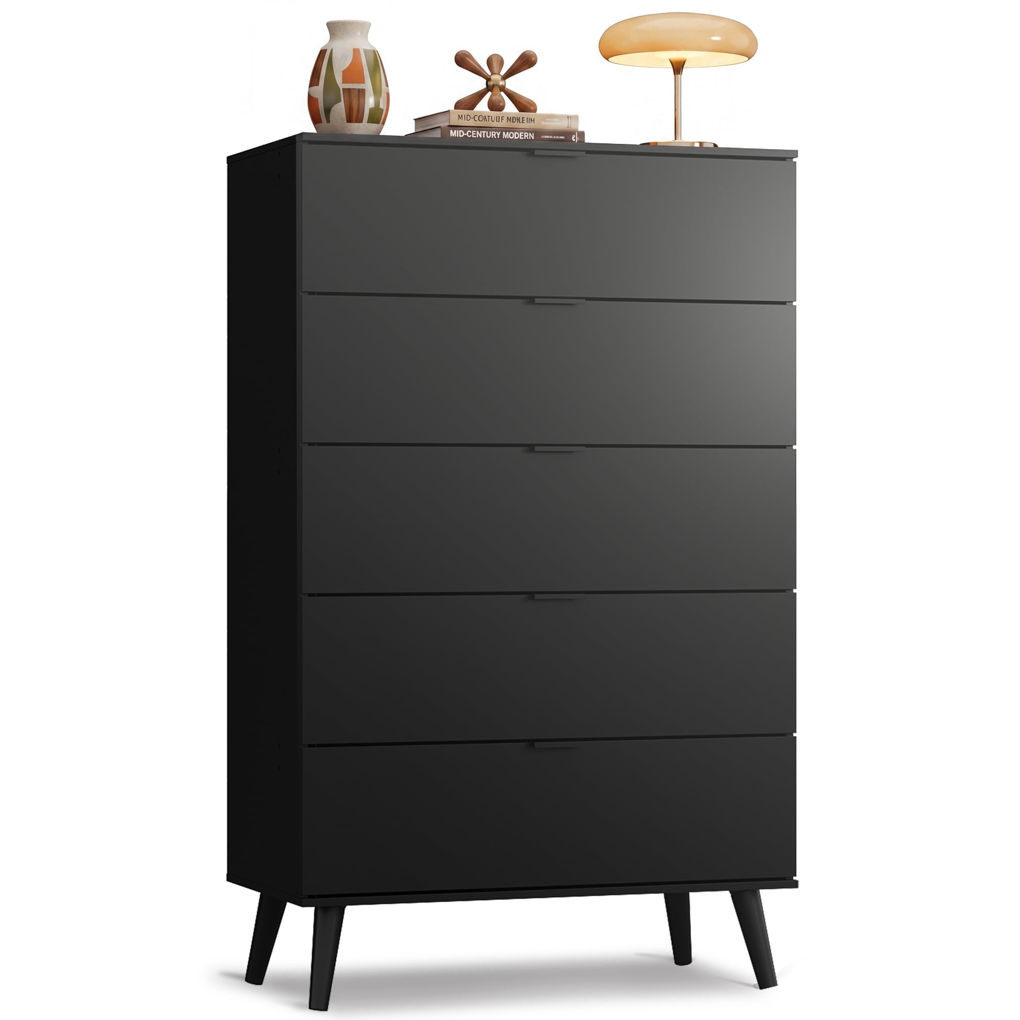GALAXHERO 5 Drawer Dresser for Bedroom, Tall Dresser, Wooden Storage Organizer with Sturdy Metal Handle, Chest of Drawers for Living Room, Hallway, Closet