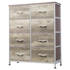 GALAXHERO Tall 8-Drawer Fabric Dresser, Double Storage Tower with Bins, Chest of Drawers for Bedroom, Closet, Living Room, Hallway, Charcoal Black Wood Grain Print