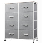 GALAXHERO Tall 8-Drawer Fabric Dresser, Double Storage Tower with Bins, Chest of Drawers for Bedroom, Closet, Living Room, Hallway, Charcoal Black Wood Grain Print