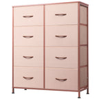 GALAXHERO Tall 8-Drawer Fabric Dresser, Double Storage Tower with Bins, Chest of Drawers for Bedroom, Closet, Living Room, Hallway, Charcoal Black Wood Grain Print